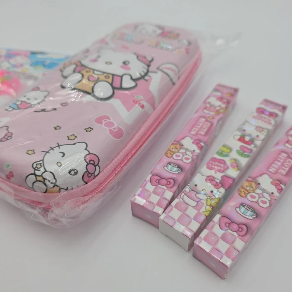 NEW! Sanrio Hello Kitty Stationery Set - Pencil Case, Mystery Pens+Bonus Squishy